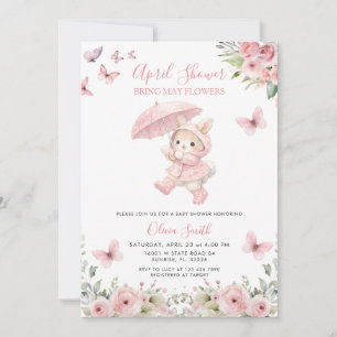 Soft Blush Pink Floral April Baby Shower  Invitation