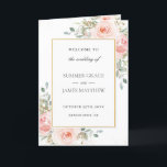 Soft Blush Pink Floral Gold Leafy Wedding Program Programme<br><div class="desc">Personalise this elegant timeless wedding program with your own wording easily and quickly,  simply press the customise it button to further re-arrange and format the style and placement of the text.  Double sided. The Happy Cat Studio</div>