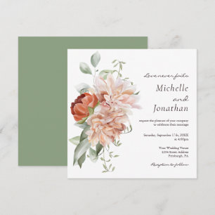 Soft Blush Pink Floral Greenery Christian Wedding Invitation