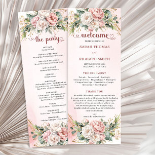 Soft Blush Pink Flowers Eucalyptus Wedding Program Programme