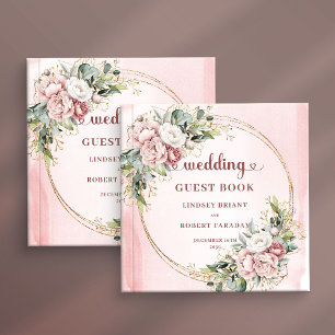 Soft Blush Pink Flowers Eucalyptus Wedding Sign In Guest Book