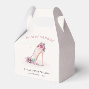 Soft Blush Pink High Heels Floral Bridal Shower Favour Box