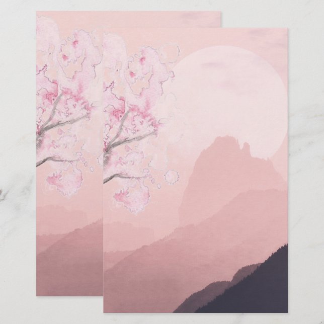 Soft blush pink horizon Stationery (Front/Back)