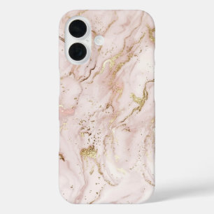 Soft Blush Pink & Liquid Gold Marble Case   iPhone