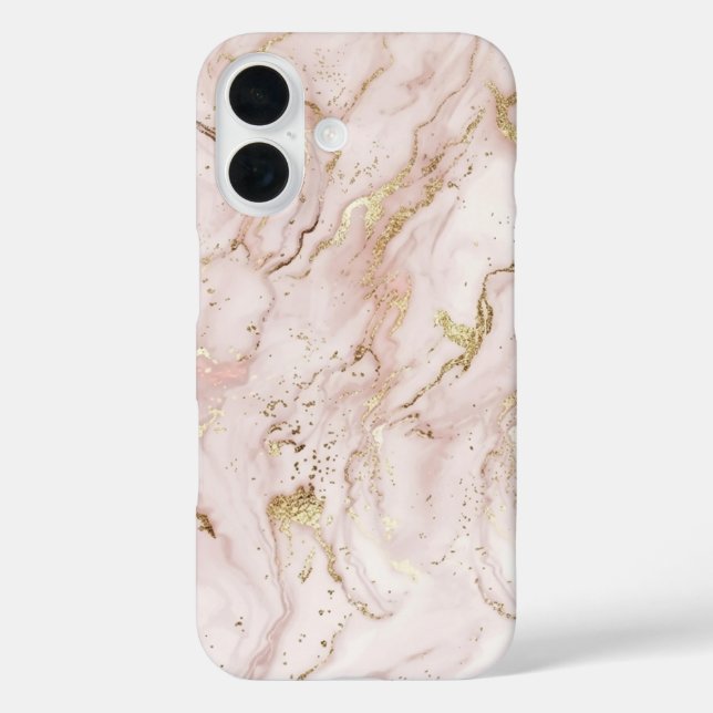 Soft Blush Pink & Liquid Gold Marble Case | iPhone (Back)