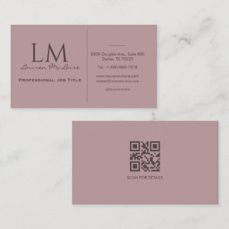 Soft Blush Pink Modern Minimalist Professional QR  Business Card