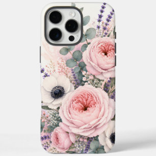 Soft Blush Pink Peony & White Anemone Watercolor iPhone 16 Pro Max Case