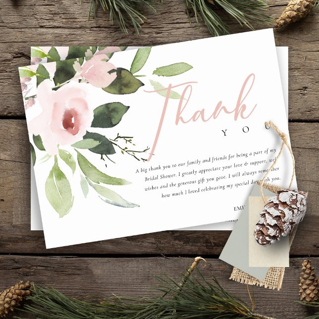SOFT BLUSH PINK ROSE FLORA BRIDAL SHOWER THANK YOU INVITATION (Creator Uploaded)