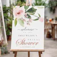 SOFT BLUSH PINK ROSE FLORAL BRIDAL SHOWER WELCOME