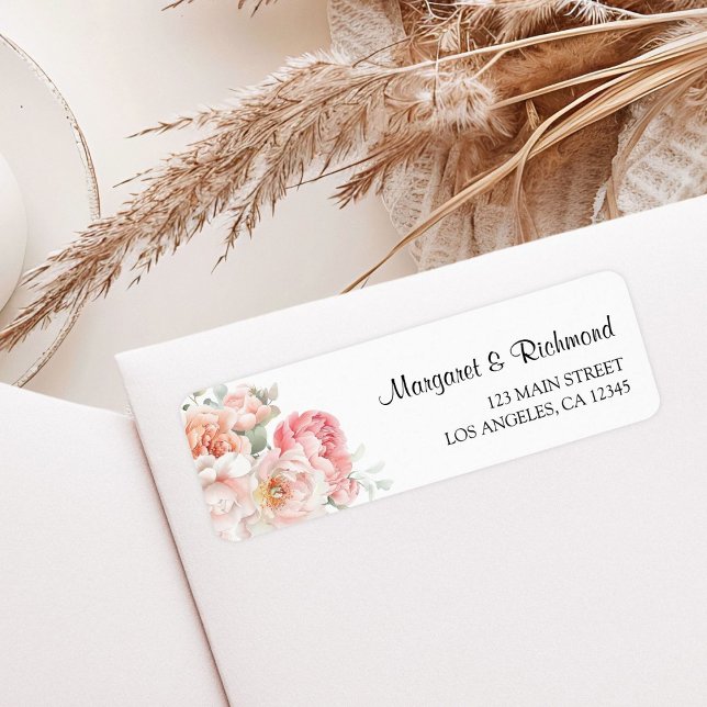 Soft Blush Pink Rose Floral Wedding Return Address (Creator Uploaded)