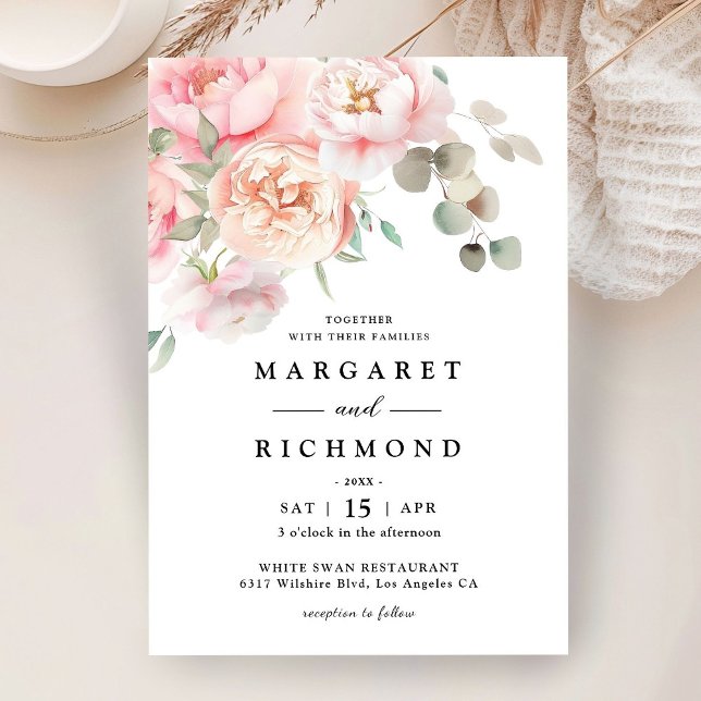 Soft Blush Pink Rose Garden Floral Wedding  Invitation (Creator Uploaded)