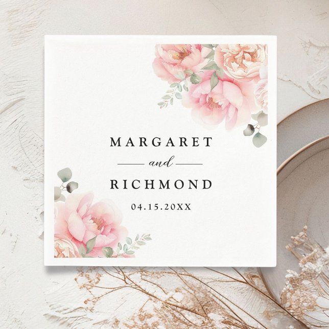 Soft Blush Pink Rose Garden Floral Wedding Napkin (Creator Uploaded)