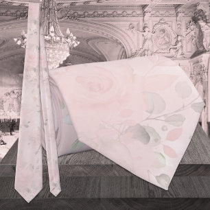 Soft Blush Pink Secret Garden Floral Wedding Tie