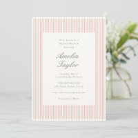 Soft Blush Pink Stripe Cream Classic Bridal Brunch