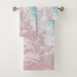 Soft Blush Pink Turquoise Ocean Dream #1 #water Bath Towel Set