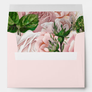 Soft Blush Pink Watercolor Floral Birthday Party Envelope