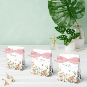 Soft Blush Pink Watercolor Florals Tent Favour Box