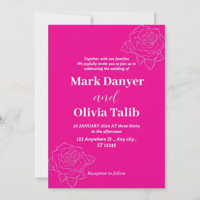 Soft Blush Pink Watercolor Wedding Invitation (Front)