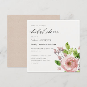 SOFT BLUSH PINK WATERCOLOUR FLORAL BRIDAL SHOWER INVITATION