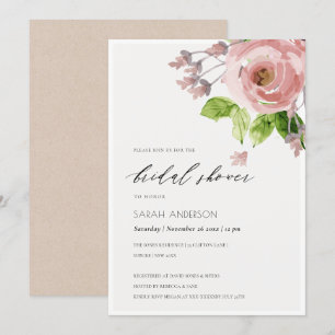 SOFT BLUSH PINK WATERCOLOUR FLORAL BRIDAL SHOWER INVITATION
