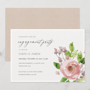 SOFT BLUSH PINK WATERCOLOUR FLORAL ENGAGEMENT INVITATION