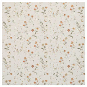 Soft Blush Pink Wildflower Vintage Boho 70s Floral Fabric