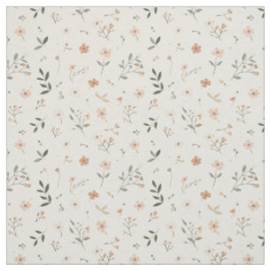 Soft Blush Pink Wildflower Vintage Boho 70s Floral Fabric