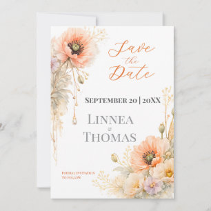Soft Blush Poppy Elegant Editorial Wedding Save The Date