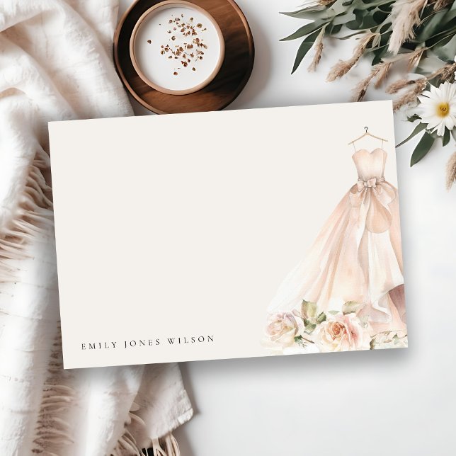 Soft Blush Rose Floral Bridal Dress Bridal Shower Card (Creator Uploaded)