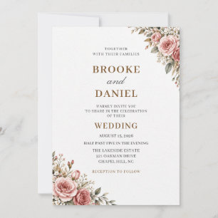 Soft Blush Rose Gypsophila Wedding Invitation
