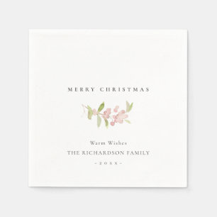 SOFT BLUSH ROSE PINK CALLIGRAPHY MERRY CHRISTMAS NAPKIN