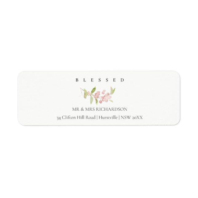 SOFT BLUSH ROSE PINK CHRISTMAS BLESSED ADDRESS (Front)