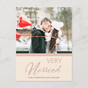 SOFT BLUSH ROSE PINK CHRISTMAS VERY MARRIED PHOTO HOLIDAY POSTCARD