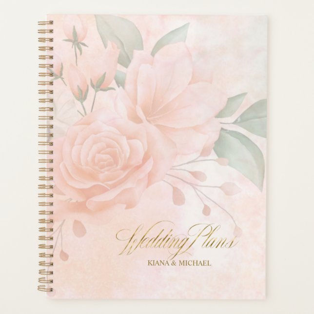 Soft Blush Roses Wedding ID828 Planner (Front)