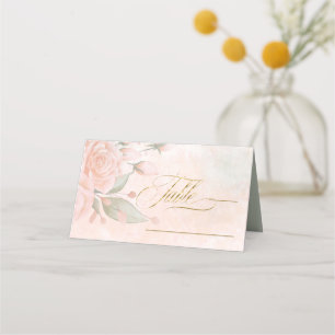Soft Blush Roses Wedding Table ID828 Place Card