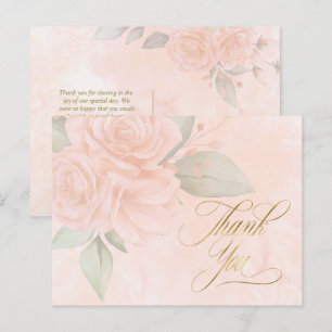 Soft Blush Roses Wedding Thank You ID828 Announcement Postcard