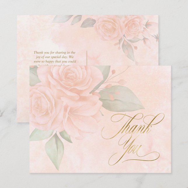 Soft Blush Roses Wedding Thank You ID828 Announcement Postcard (Front/Back)