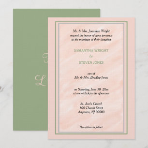 Soft Blush Sage Green Wedding Invitation