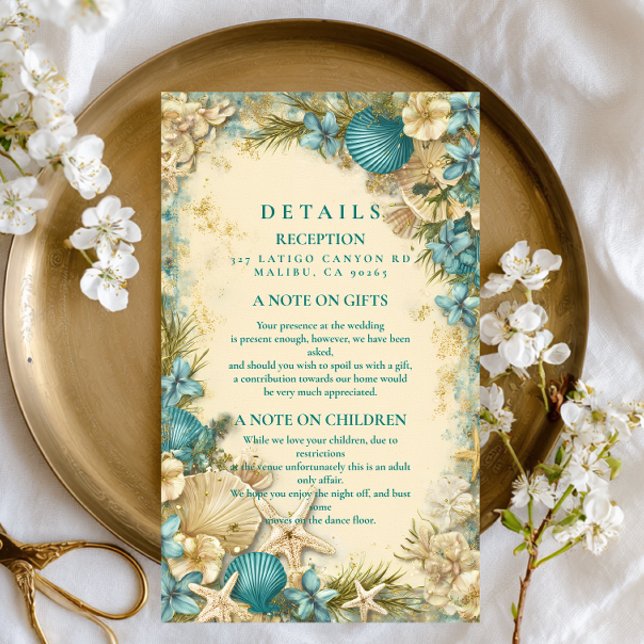Soft Blush Seashell Floral Wedding Enclosure Card (Creator Uploaded)