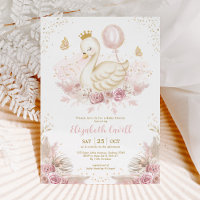 Soft Blush Swan Princess with Balloon Baby Shower