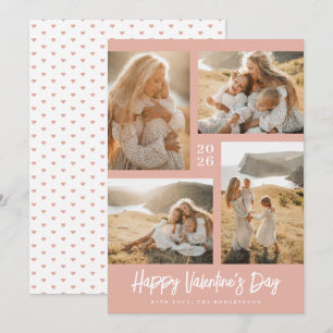Soft Blush Valentine Photo Collage Holiday Card
