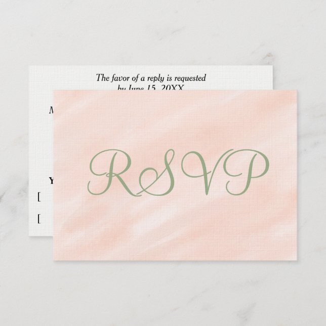 Soft Blush Watercolor Sage Green RSVP (Front/Back)
