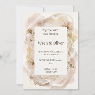 Soft Blush Watercolour Floral Wedding Invitation
