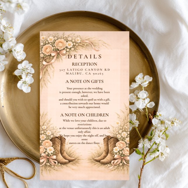 Soft Blush Western Boots Wedding Enclosure Card (Creator Uploaded)