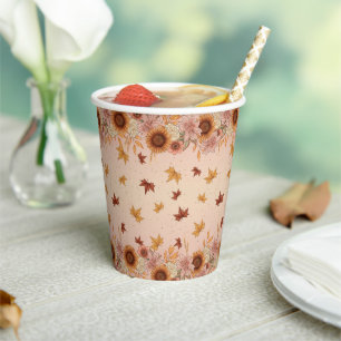 Soft Boho Autumn Pattern Paper Cups