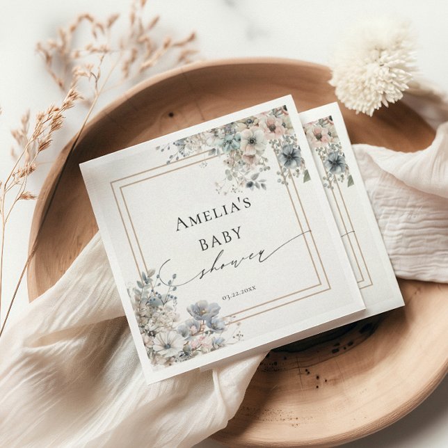 Soft Boho Floral Elegant Bohemian Baby Shower Napkin (Creator Uploaded)