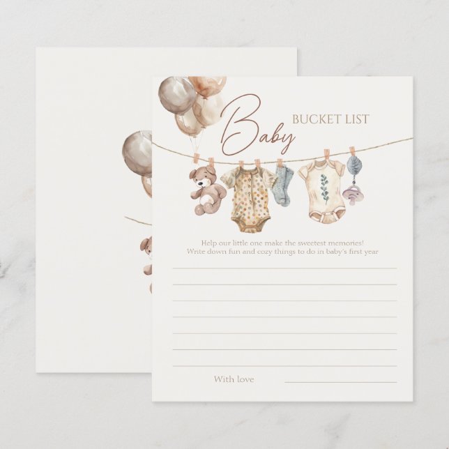 Soft Boho Neutral Baby Clothes Baby Bucket List (Front/Back)