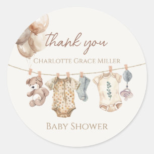 Soft Boho Neutral Baby Clothes Baby Shower Classic Round Sticker