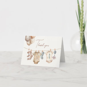 Soft Boho Neutral Baby Clothes Baby Shower Thank You Card