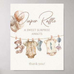 Soft Boho Neutral Baby Clothes Diaper Raffle Poster